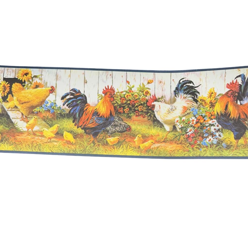 Wallpaper Border Farmhouse Country Chicken Brewster FFR24511B Yellow Hen House